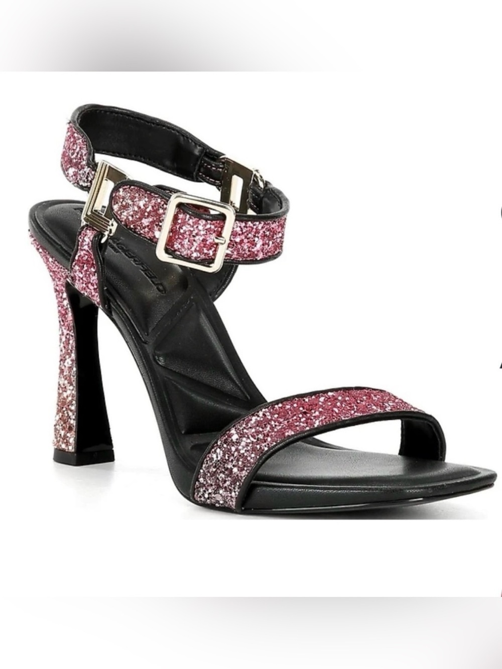 Karl Lagerfeld Paris Ombre Glitter Ankle Strap High Heels . Pink Sz 7.5 New.